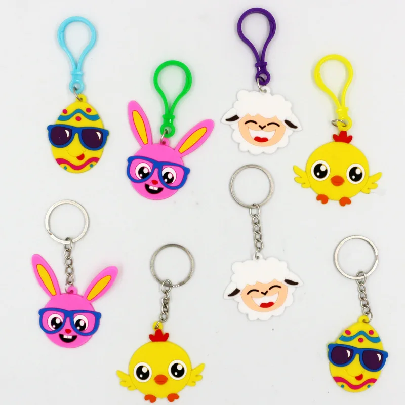 Easter Keychain Cute Funny Cartoon Bunny Egg Pendant Party Keyring Easter Egg Basket Fillers Easter Party Decorations New