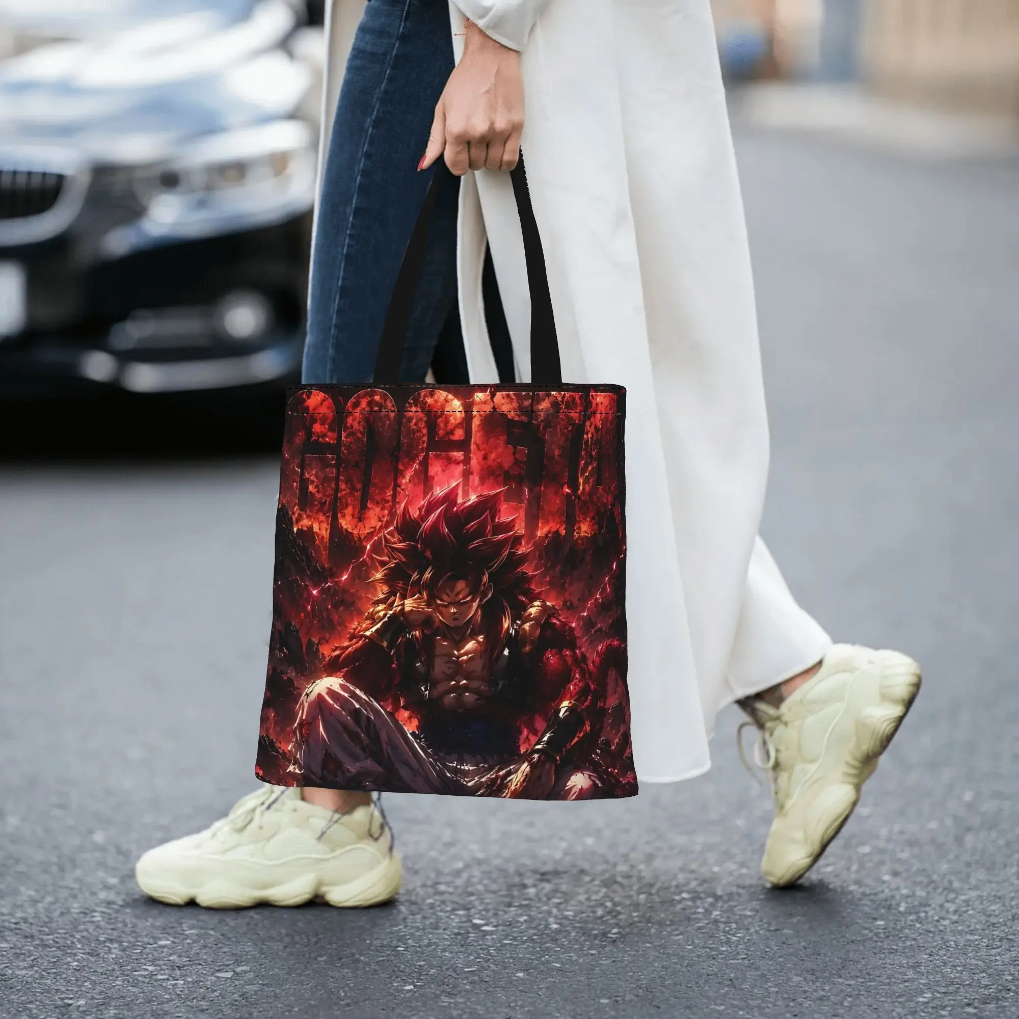 Customized One Piece Anime LUFFY Women's Bag Shopping Bag Reusable Double Sided Canvas Tote Bag Shoulder Shonen anime Handbag
