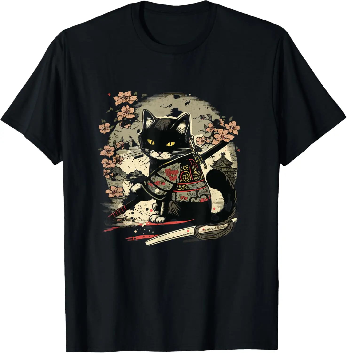 Japanese Samurai Cat Tattoo, Vintage Kawaii Ninja T-Shirt