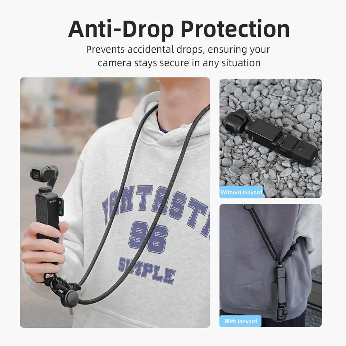 PULUZ Anti Loss Lanyard Adjustable Anti-lost Rope For DJI OSMO Pocket 3/ Insta360 X5 Neck Wrist Strap Sports Camera Accessories