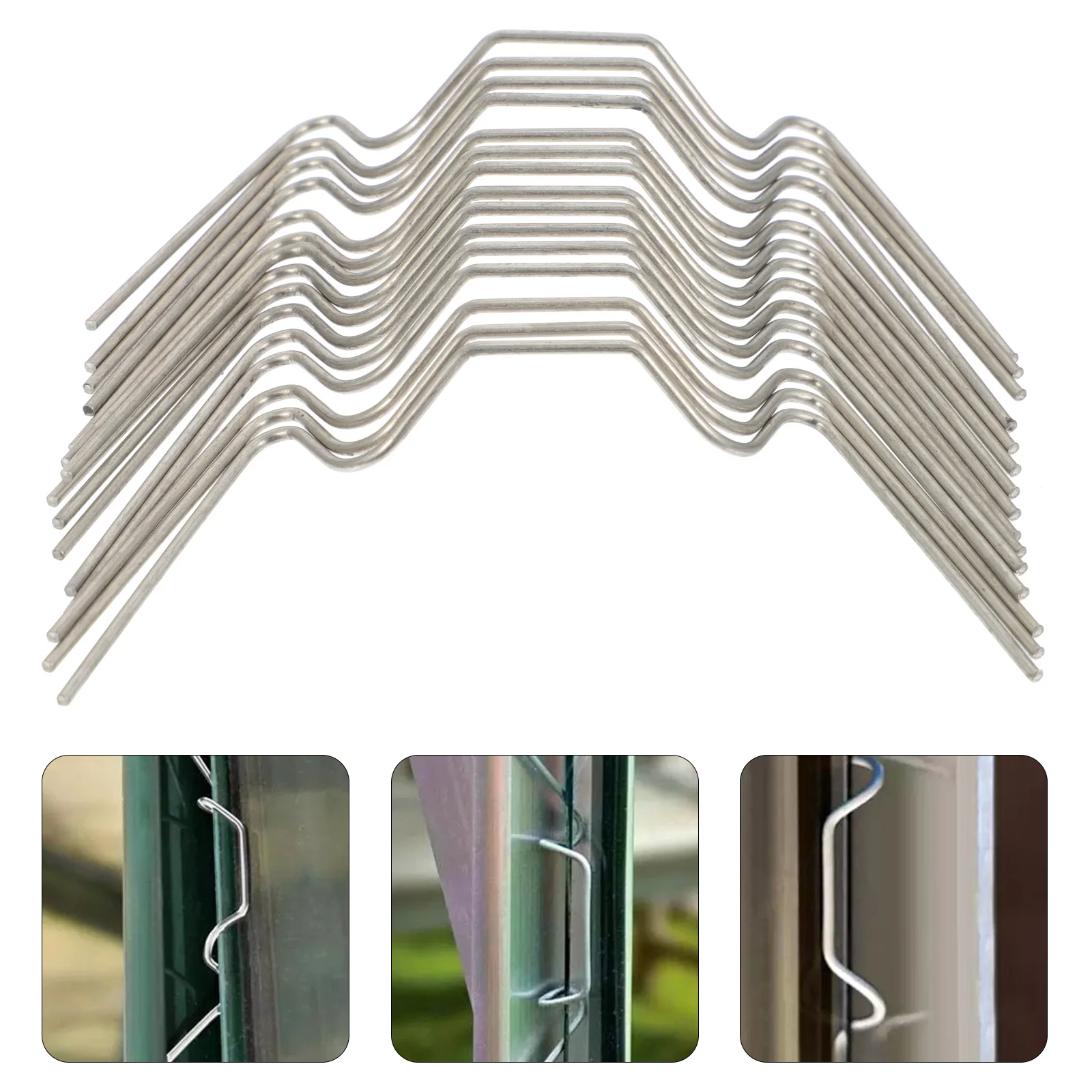

50Pcs Stainless Steel W Clips Greenhouse Glass Fixing Clip Rust Resistant Spring Wire Glazing Clip Garden Greenhouse Wire Fixing