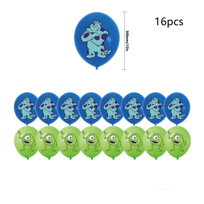 16PCS Disney Latex Balloon Set Cartoon Monsters University Big Eyes Home Party Decorations Children\'s Toys Birthday Gifts