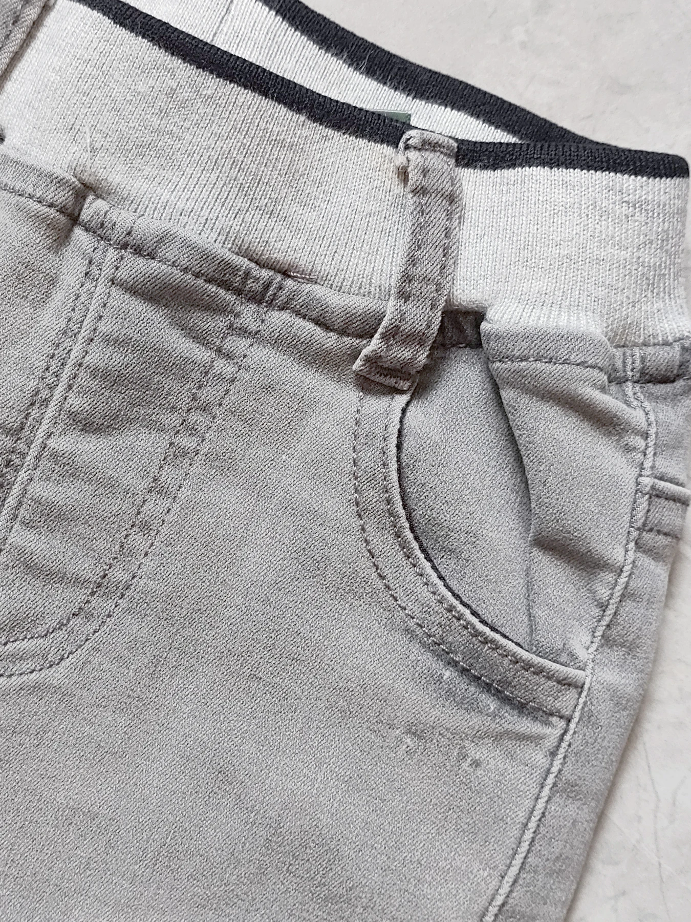 5140  12M-3Y  skinny baby boys jeans l soft denim pants hole  grey elastic waist