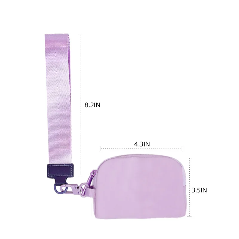 Mini Dual Pouch Wristlet Keychain Wallet Change Pocket Handbag Small Zipper Coin Purse Women Portable Detachable Key Card Holder