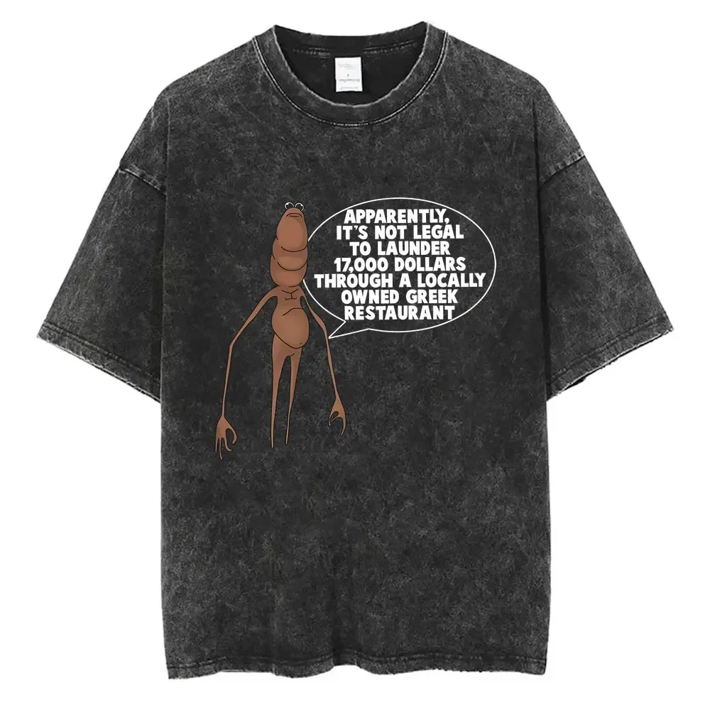 Customization New Arrival Short Sleeved Round Neck Y2k Tshirt Washed Vintage Apparently It's Not Legal To Launder Marcus The Wor