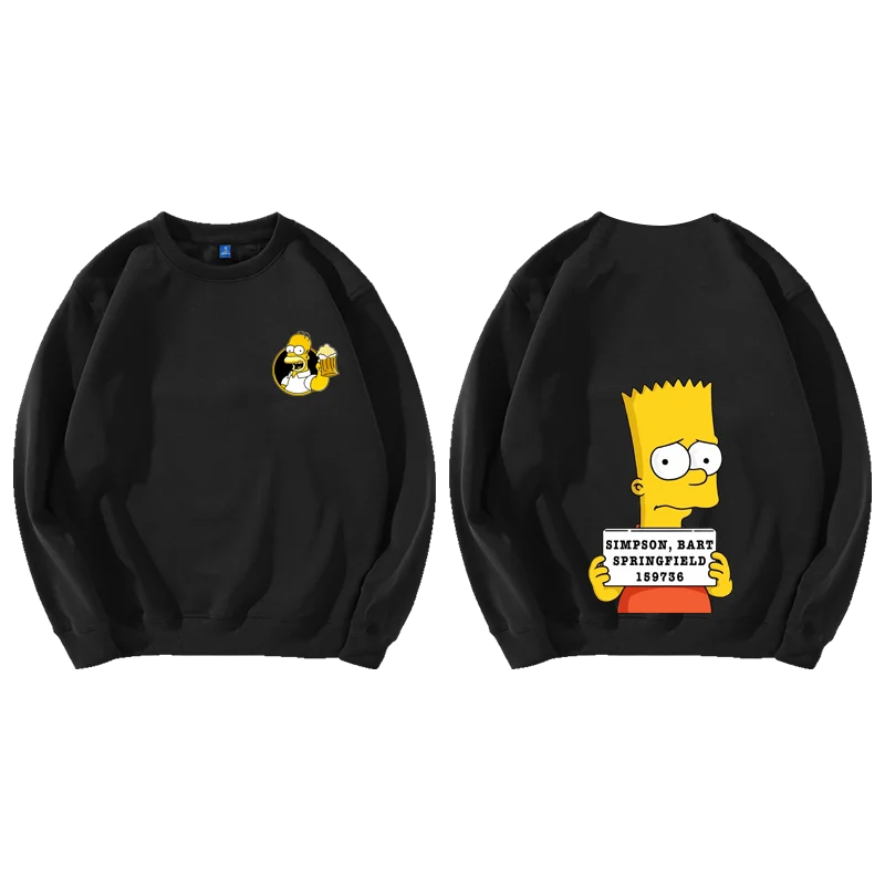 The Simpsons trendy women\'s hoodie women\'s round neck top couple casual top loose hoodie round neck hoodie fashionable hoodie