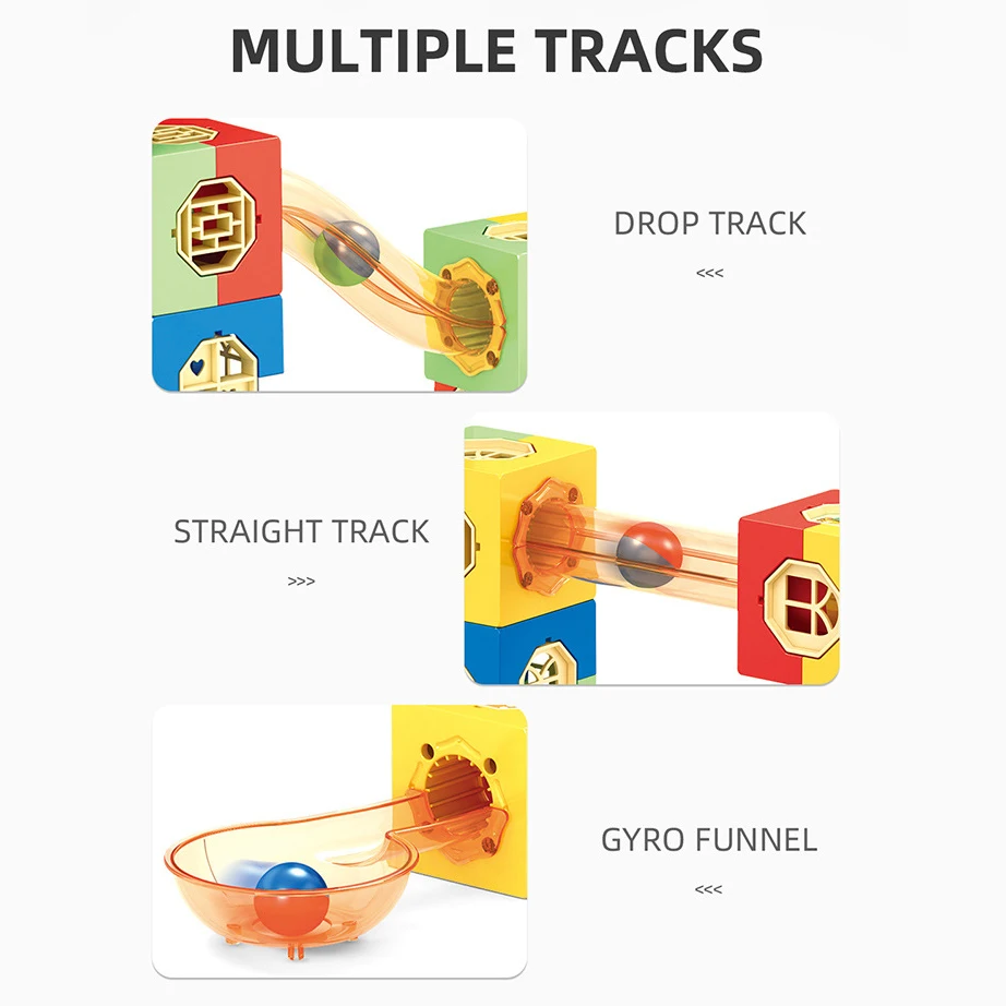 ชุดตัวต่อบล็อกสร้างรางลูกแก้วแบบแรงโน้มถ่วง 238 ชิ้น/267 ชิ้น พร้อมลูกบอล 16 ลูก ชุดสร้างสรรค์ STEM เพื่อการศึกษา ชุดสร้างรางแข่งแบบ DIY