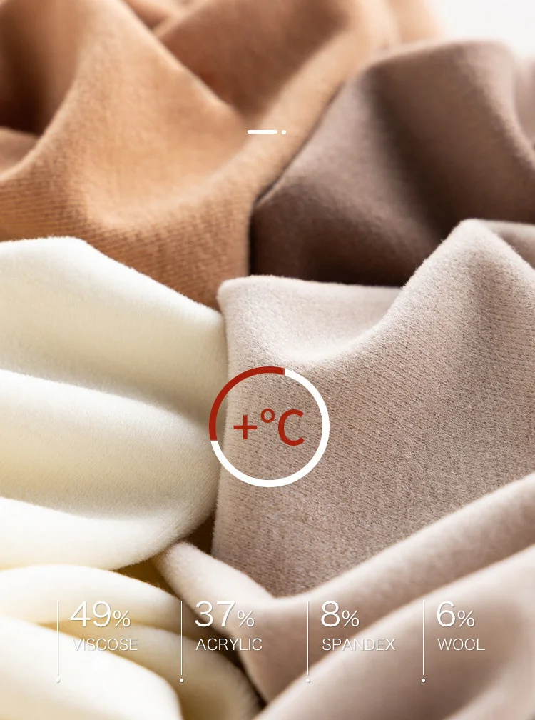 Double-Sided Brushed Thick T-shirt Winter Wool Self Heating Turtleneck Pile Collar Long Sleeve Warm Undershirt