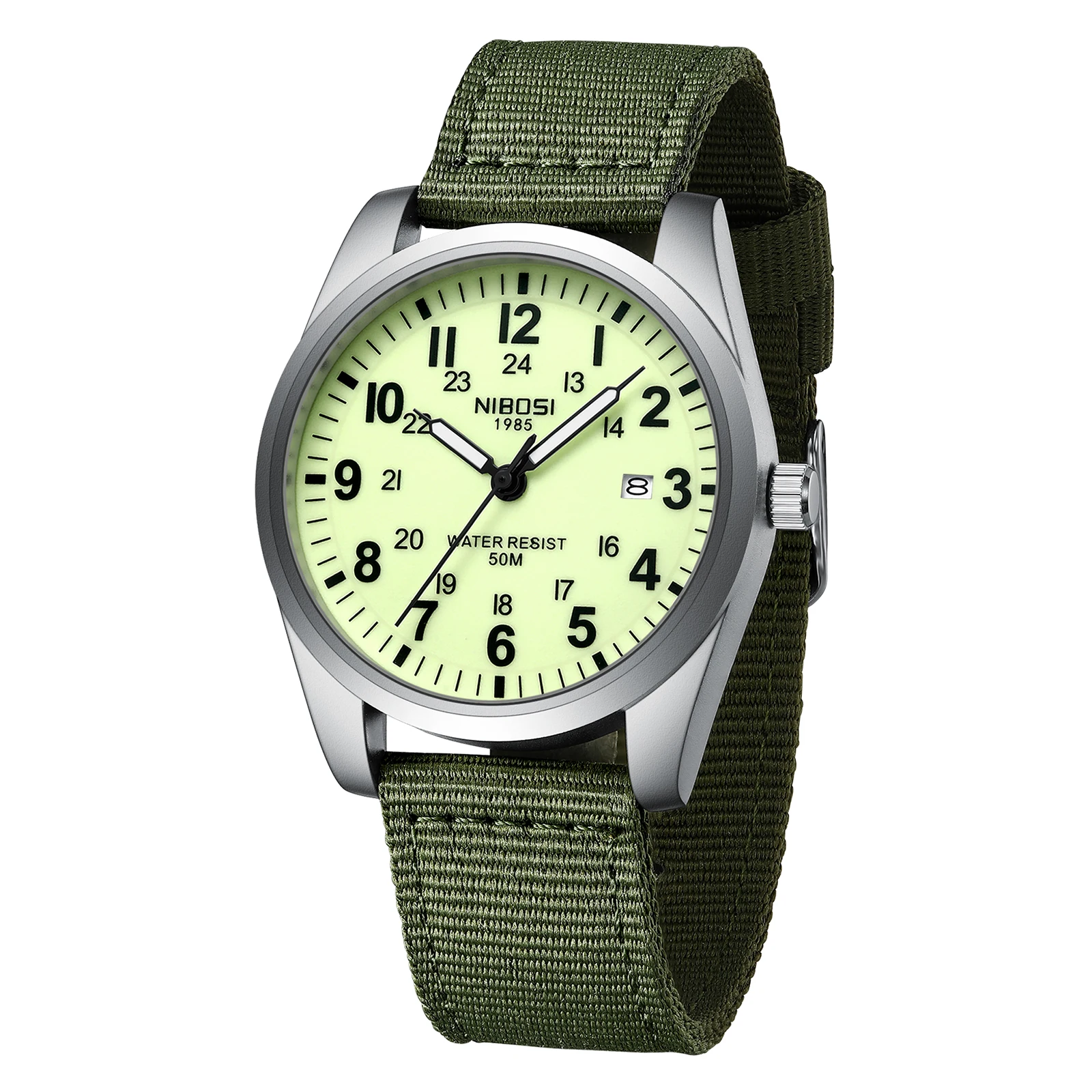 NIBOSI Unisex Military Watches Sport Textile Nylon Strap Stylish Men Watch Luminous Fashion Waterproof Analog Quartz Watches