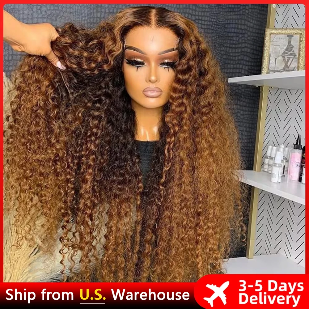 Highlight Deep Wave 13x6 HD Lace Frontal Wig Human Hair Wear Go Glueless Wig Honey Blonde Curly Lace Front Human Hair Wigs Sale