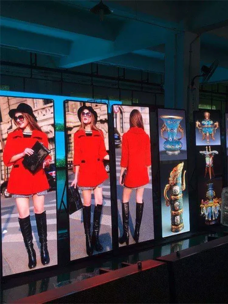 Indoor Movable Mirror Screen P2.5 1920x640mm Vertical RGB Full-color High-definition Advertising LED Poster Video Display Screen