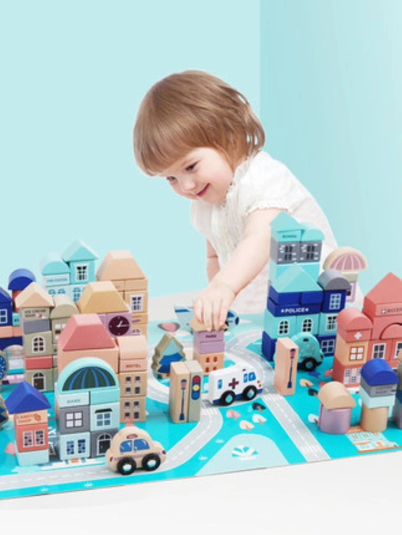 

City Building Blocks Baby 1-2 Years Old Educational Enlightenment Children 3-6 Years Old Boys And Girls Wooden Assembling Toys