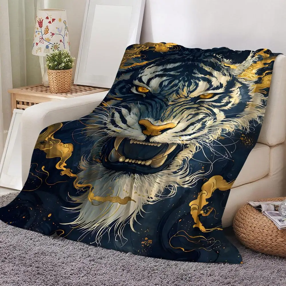 Tiger Golden Mist Throw Soft Flannel Throw Blanket Lightweight Cooling Summer AC Nap Blanket for Sofa Bed Couch Travel
