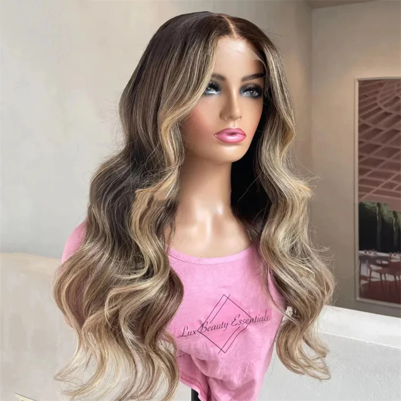 28 Inch 5x5 Silk Base Wave Jewish Human Hair Highlight Blonde With BabyHair HD Lace European Hair Preplucked Glueless Daily