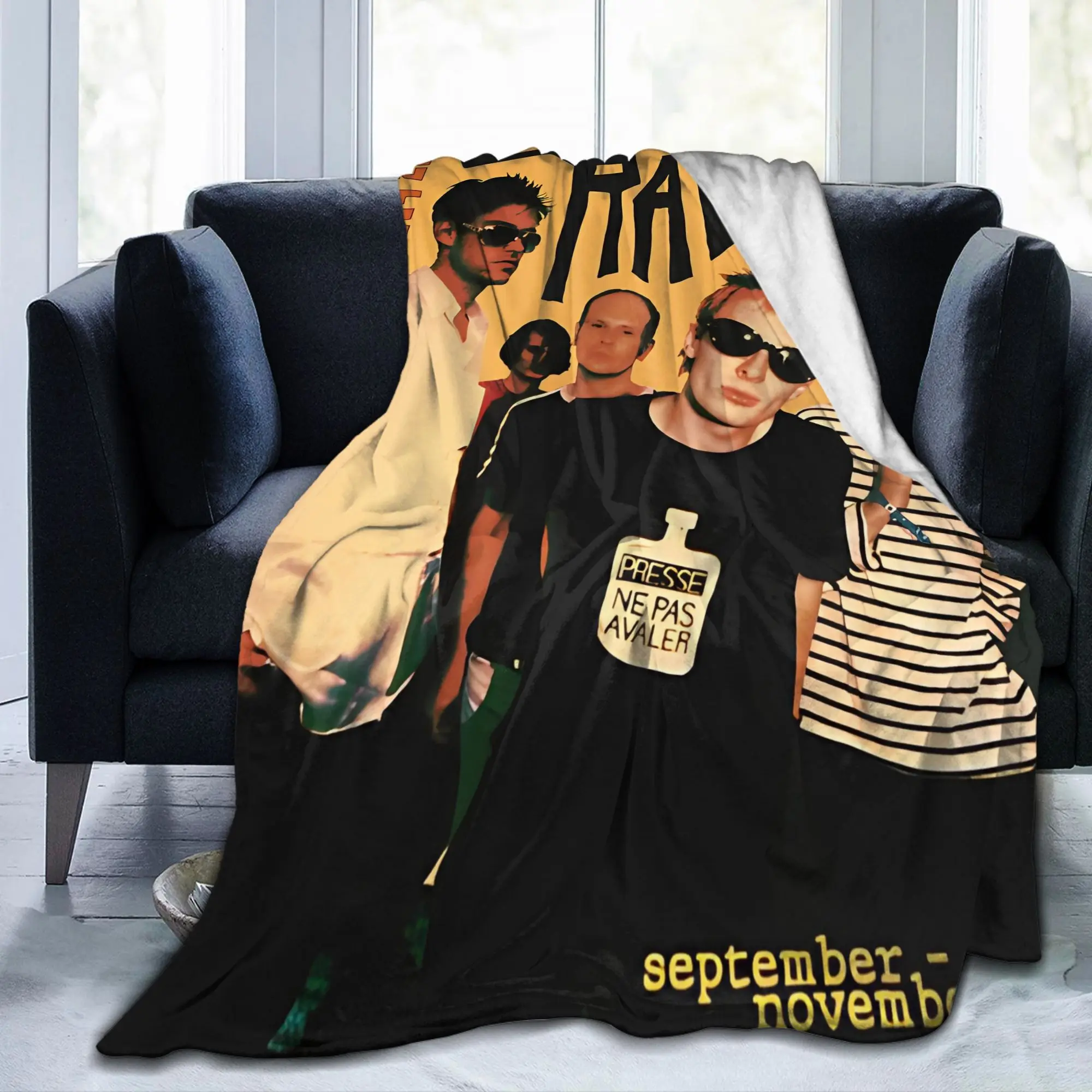 

Одеяло Radiohead Band On Tour 1994, хип-хоп, уличный рок, фланелевое одеяло, мягкие теплые покрывала с принтом для домашнего дивана