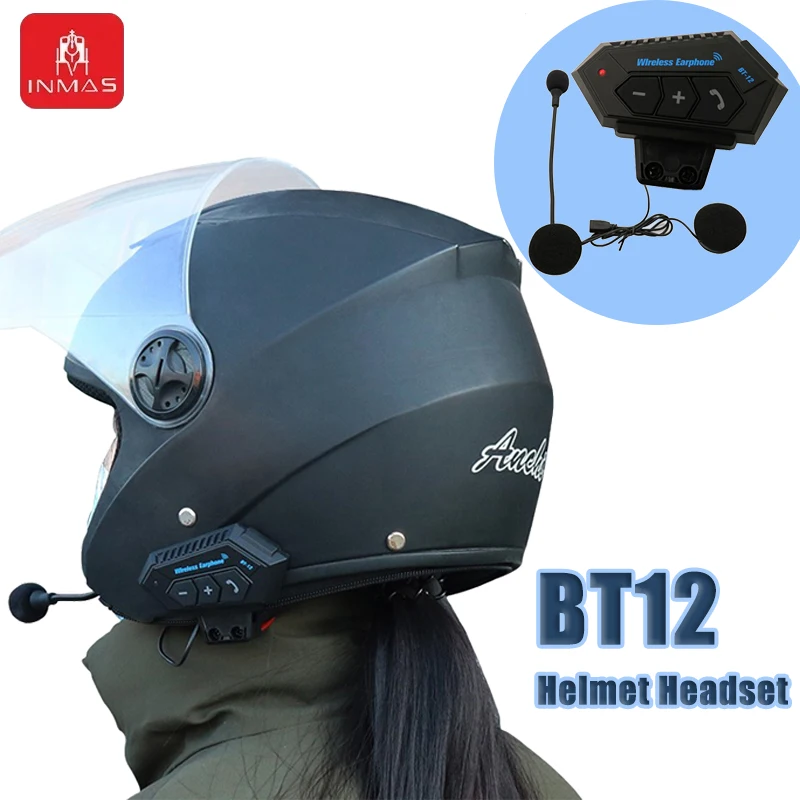 

BT12 Bluetooth Motorcycle Helmet Earbuds INMAS Noise Cancellation Earphones Handsfree Headsets Waterproof Music Sound Headphones