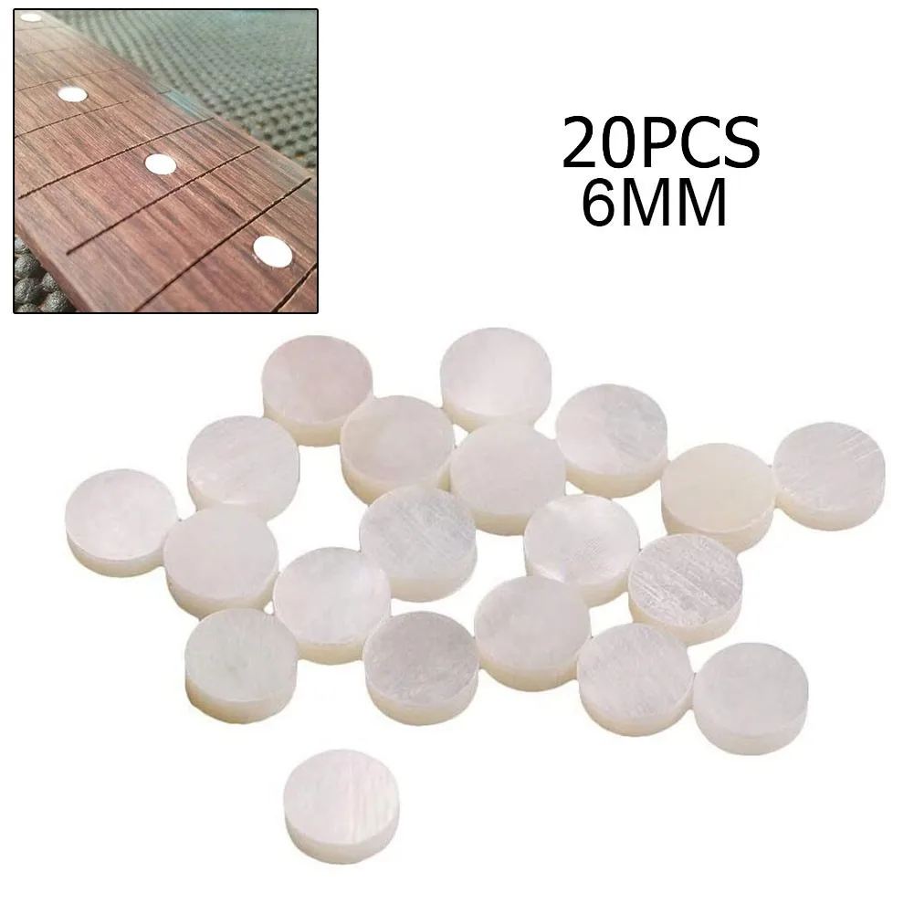 Spare Fingerboard Tone Point Ukulele White 20 Pcs 6mm Dia Mandolin Markers Musical Part Bass Guitar Instruments New