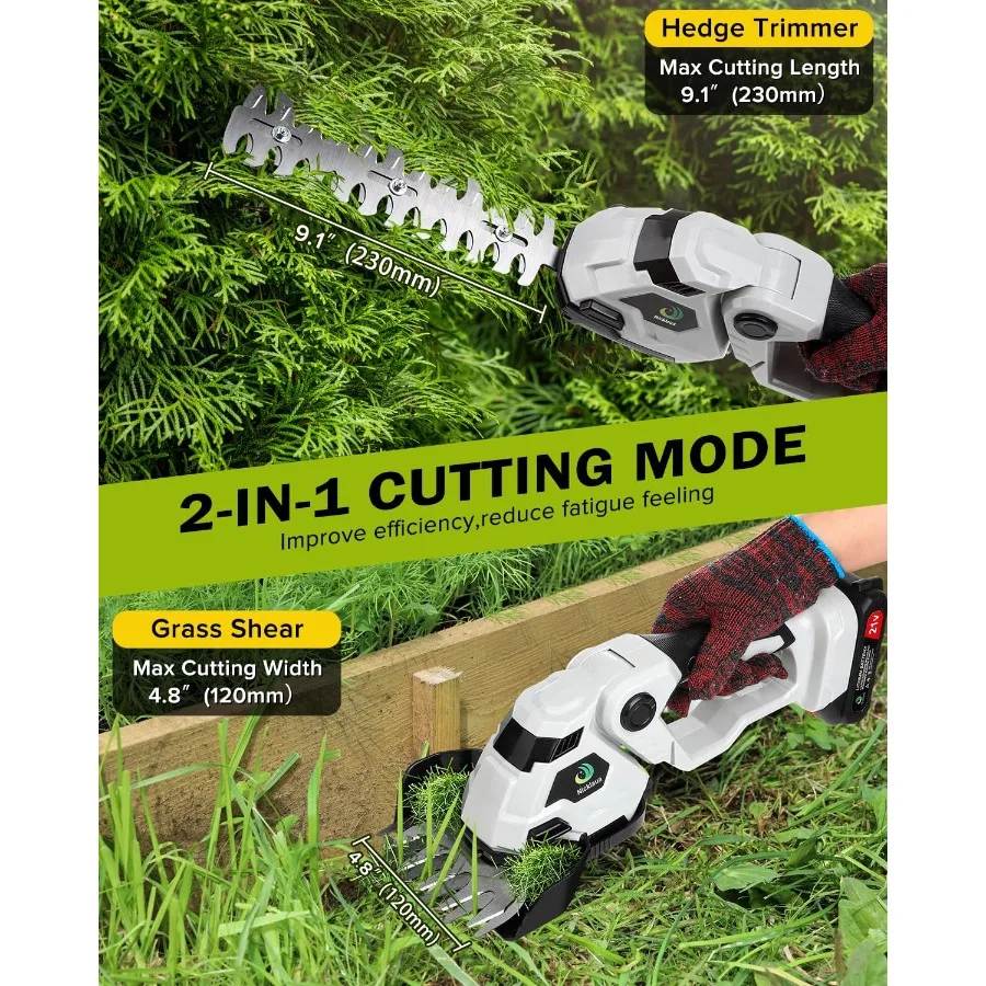 ماكينة تشذيب التحوط اللاسلكية 2 في 1 ماكينة قص الحافة اللاسلكية مع شفرة مزدوجة الحركة لقص التحوط مع 2 قطعة R