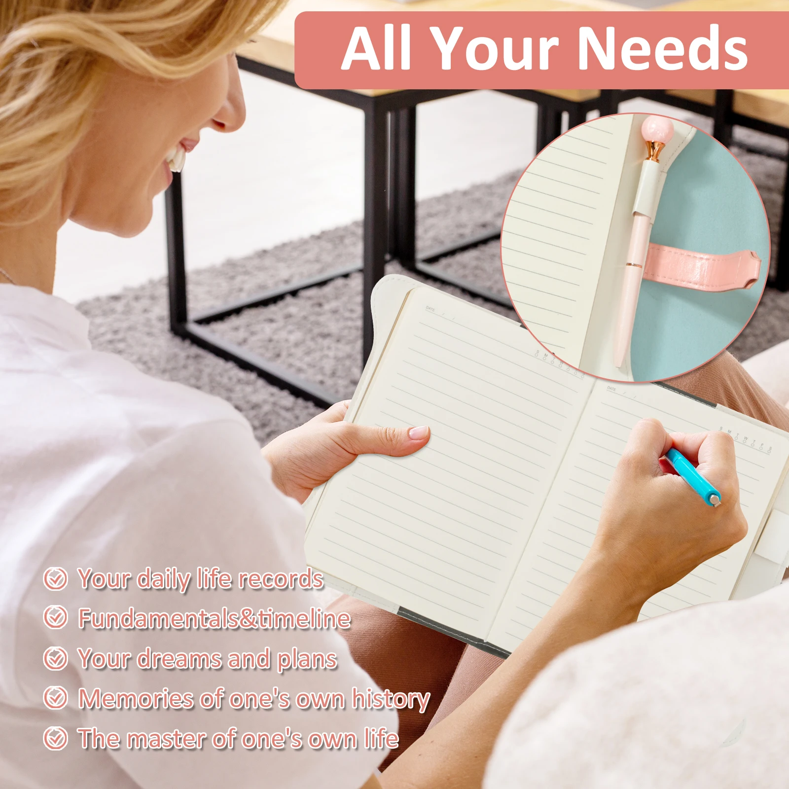 Diary with Lock and Keys 360 Pages Journal with Lock B6 Size PU Leather Locking Diary with Pen Cute Journal Set for Kids Women