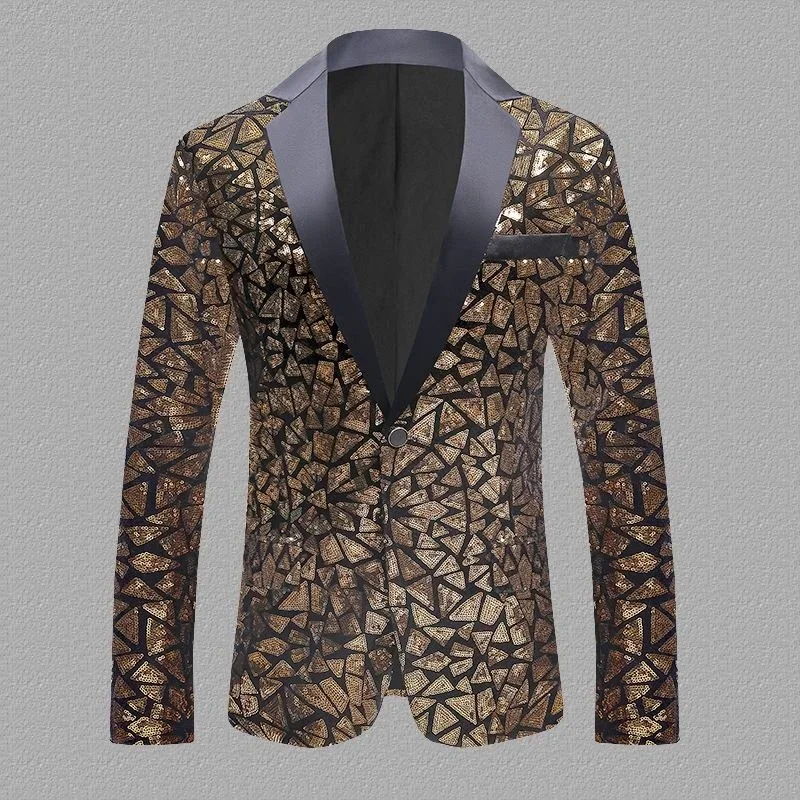 

Z319Men's performance costumes new sequined suits DJ lead dance costumes palace costumes chain