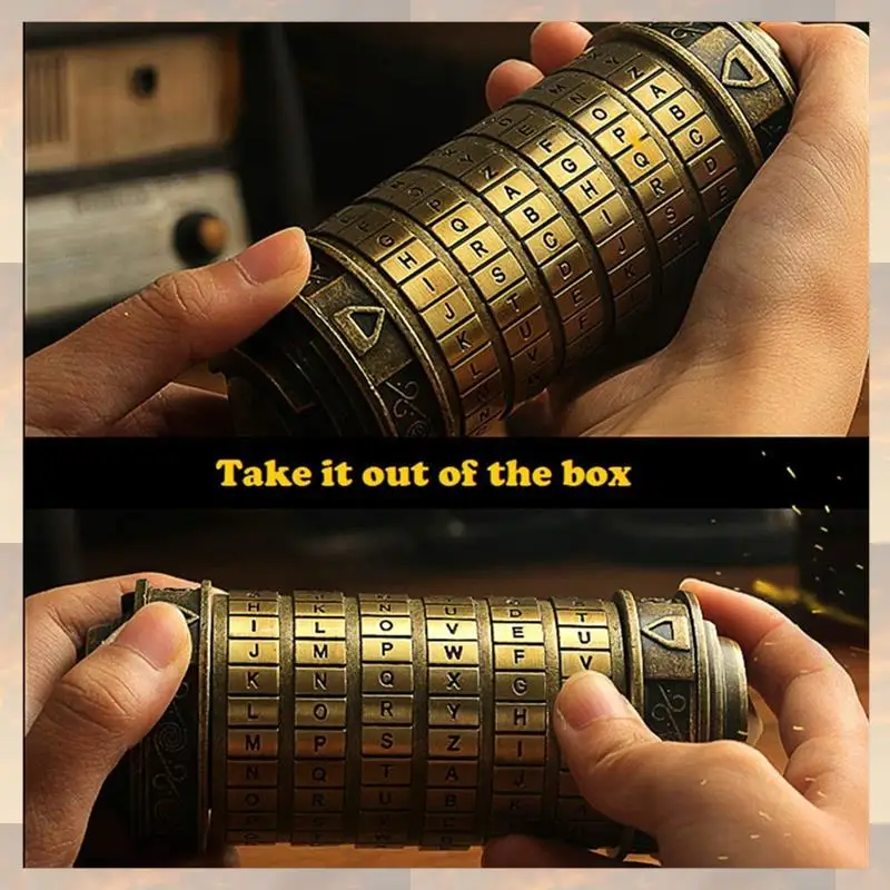 

2025 New-Da Vinci Code Mini Lock Puzzle Box With Compartment As Gift For Boy And Girl As Shown Copper + Zinc Alloy