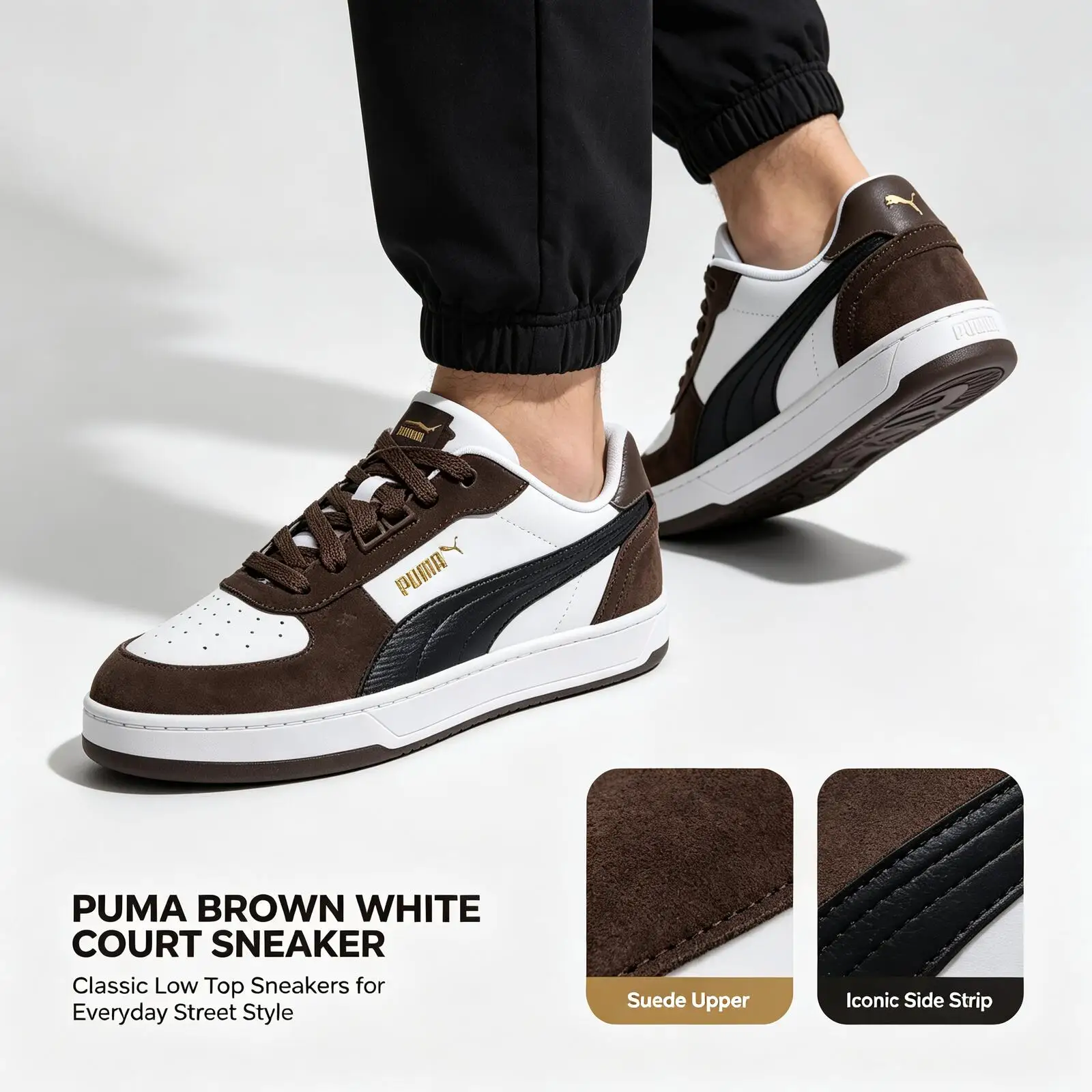 New Hot Puma Brown White Low Top Sneakers Suede Leather Upper Men Women Casual Street Fashion Shoes Fashion Walking Sneakers
