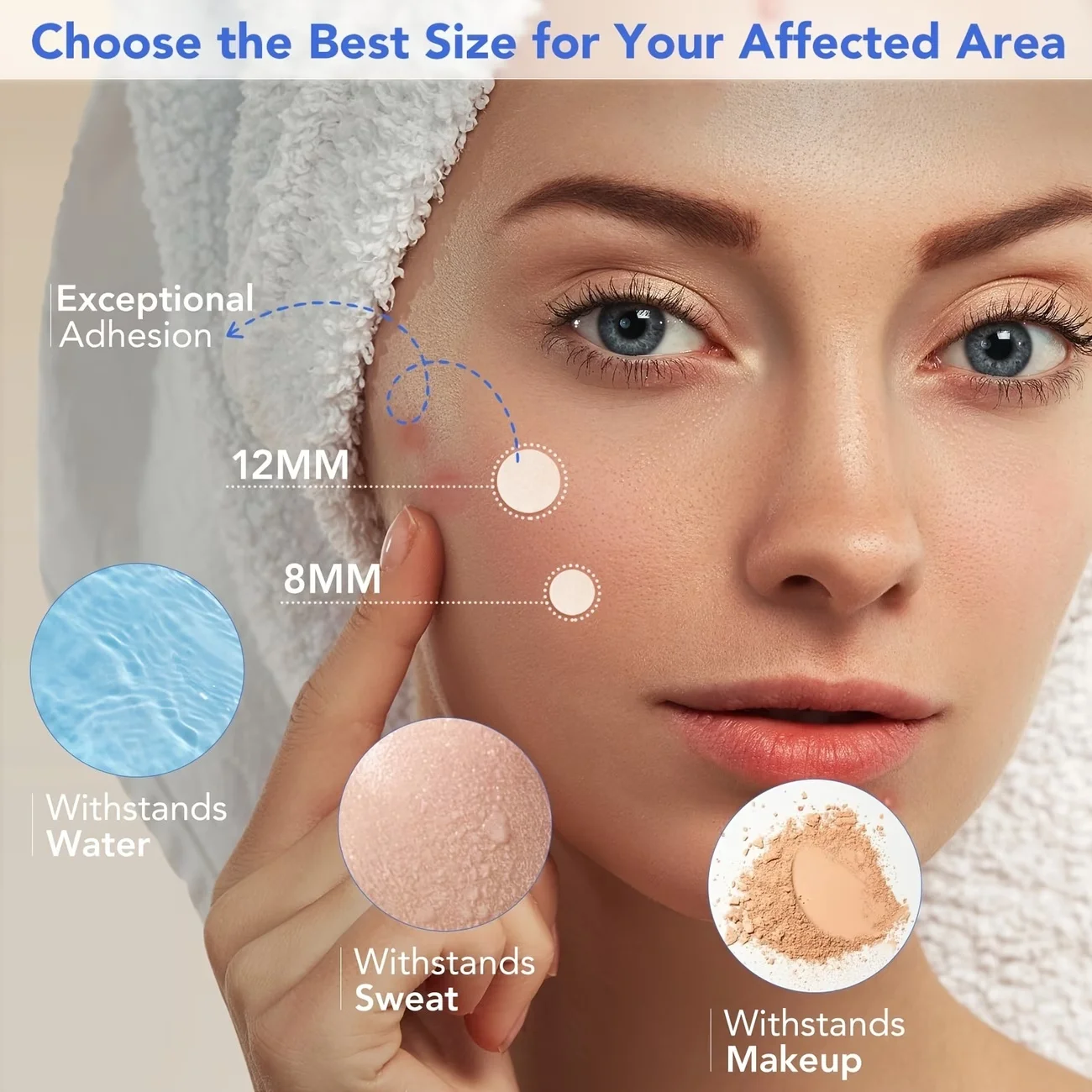 443 Adesivos Hidrocoloides para Acne em 5 Tamanhos para Rosto, Nariz e Costas, Adesivos Transparentes para Cobrir e Disfarçar, Limpa a Pele