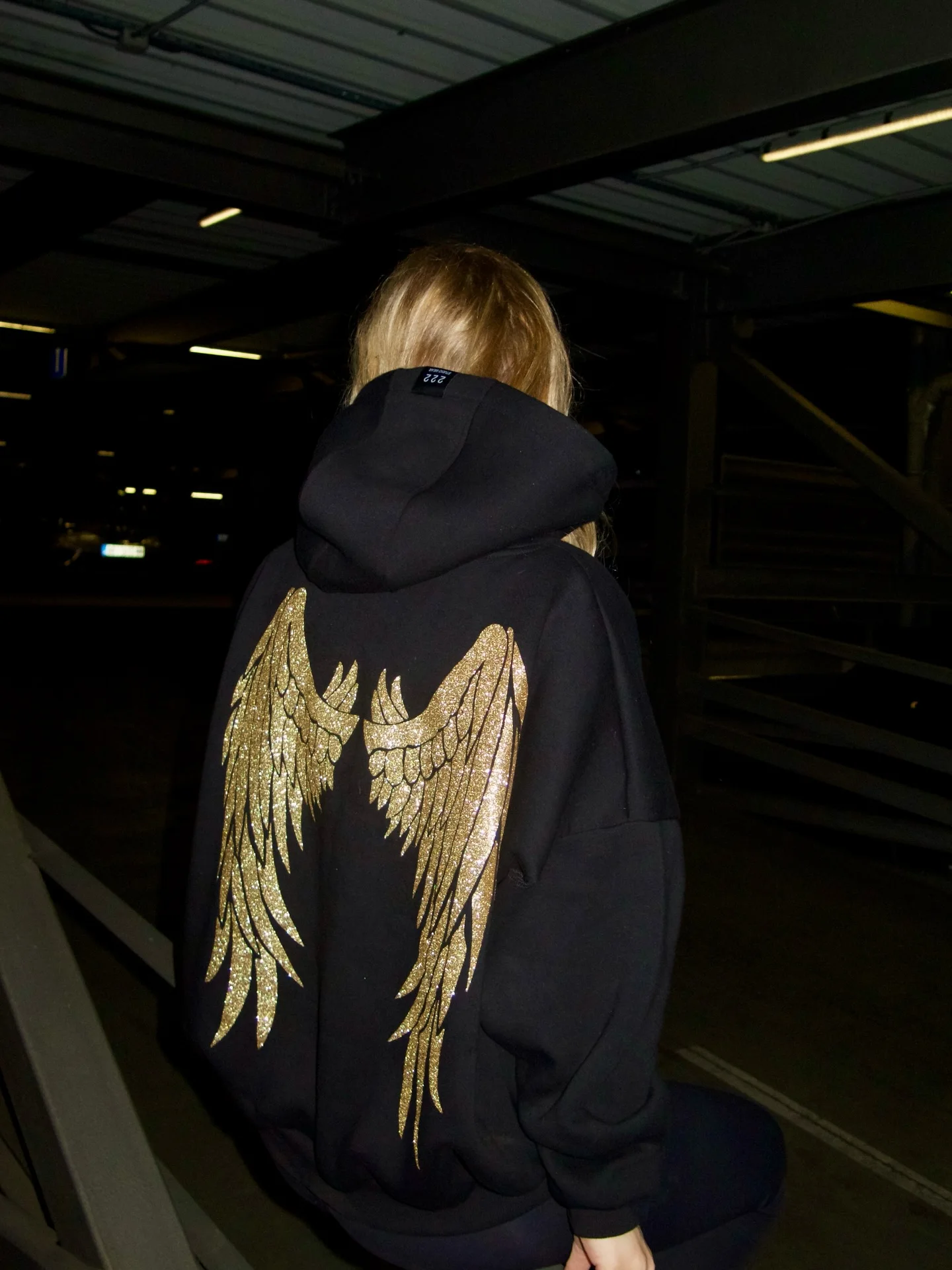 

Golden Wing Angel Hoodies Women Y2k Outfits Shiny Wing Glitter Night Sweatshits Streetwear Hip Hop Women Sweet Clothes