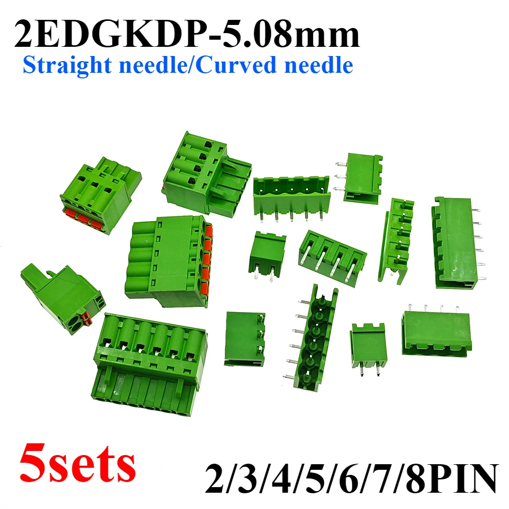 

5sets Spring-loaded Screw-free Terminal 2EDGKDP-5.08mm Plug-in Push Fast Wiring Complete Set