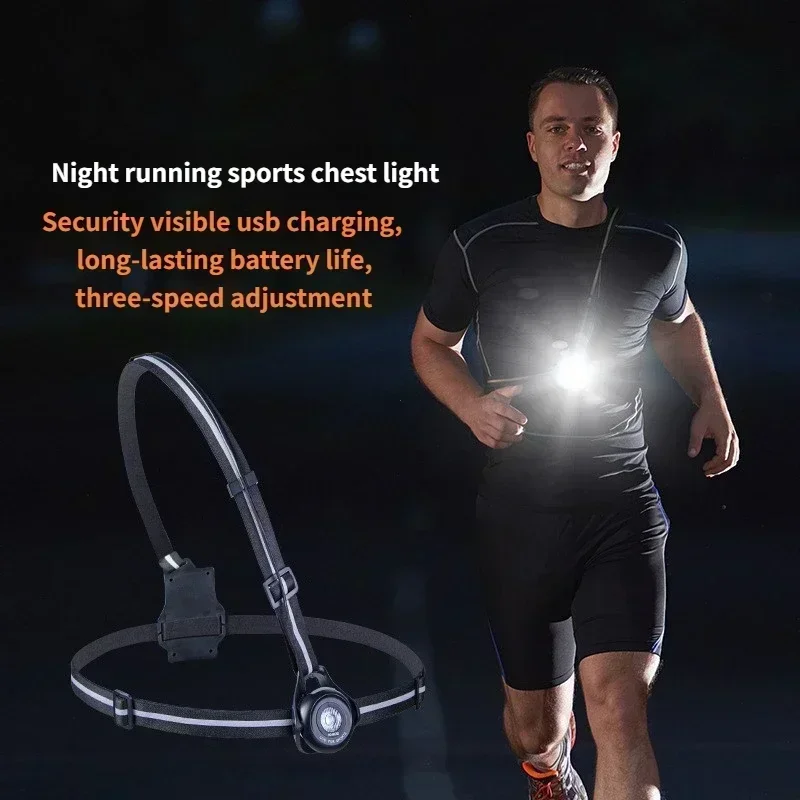 

USB Camping Bike Hiking Outdoor Night Running Jogging Light LED Chest Light Rear Warning Light Running Adventure
