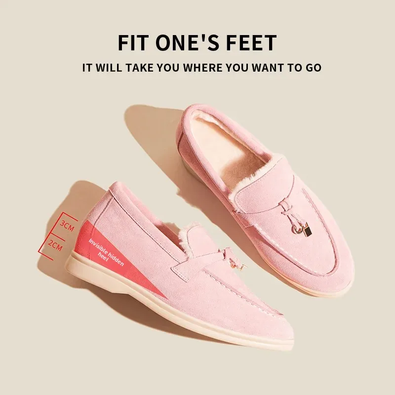 LP فو جلد الغزال الانزلاق على الشقق أحذية نسائية كاجوال مريحة خفيفة الوزن جولة تو كعب مسطح نعل تنفس #3