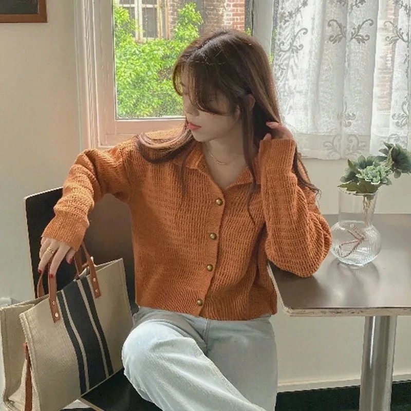 Blue Brown Cute Sweet Girls Women Fall Winter Outerwear White Lace Knitted Cardigans Single Breasted Button Loose Sweaters Coat