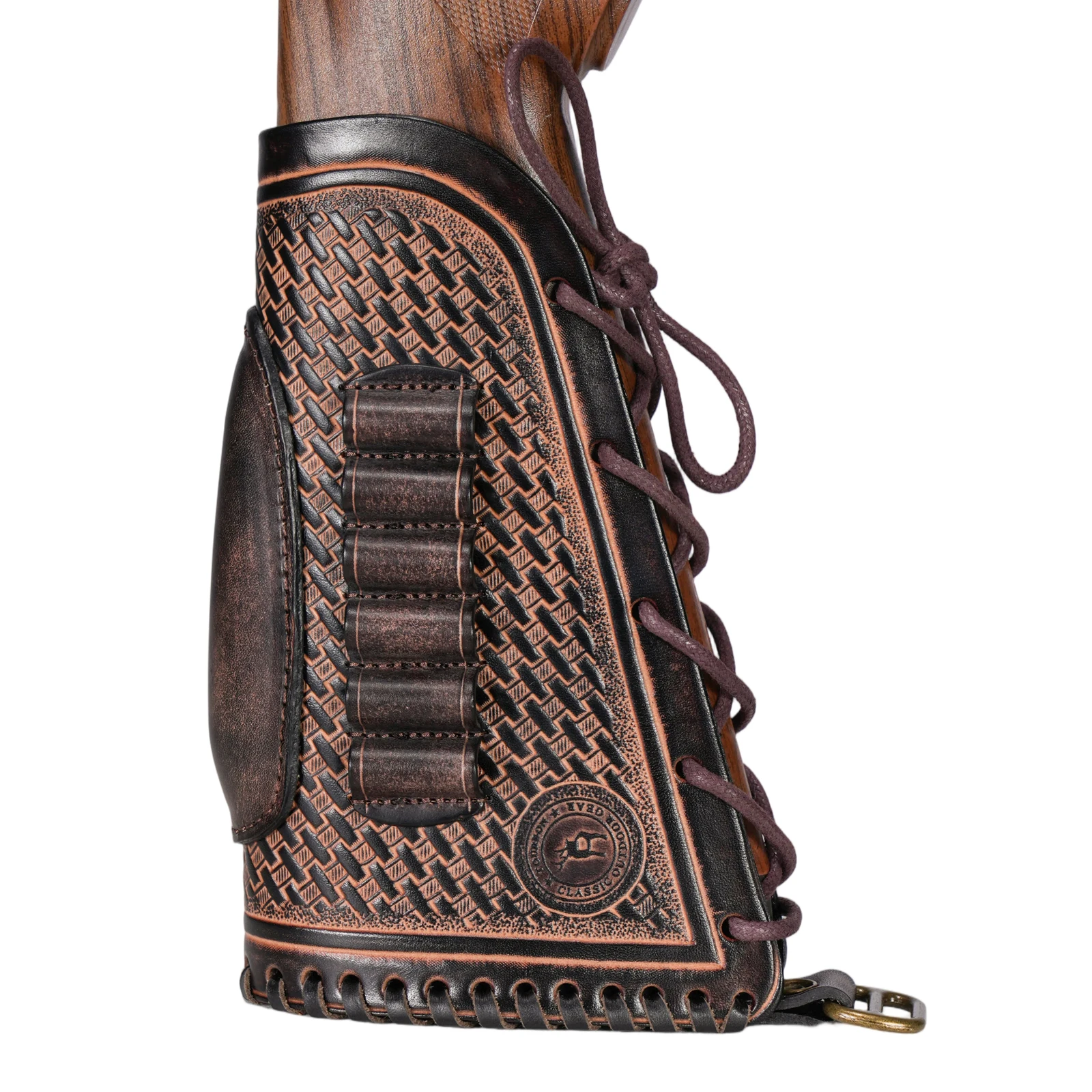 Tourbon Jagd-Leder-Gewehrschaftabdeckung, verstellbare Gewehrschaftauflage mit Munitionsschlaufen, passend für 30.06, 30.30, 308 usw. – Detail 9