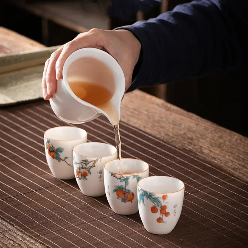 Boutique Ceramic Teacup Hand Painted Meditation Cup Single Portable Travel Tea Bowl Pu\'er Master Cup Handmade Porcelain Tea Set