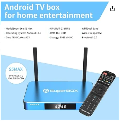 [Genuine] New Superbox S5 MAX Android 12.1 smart box 4GB 64GB hot in USA Canada Mexico Latin PK super box s2 pro elite life time