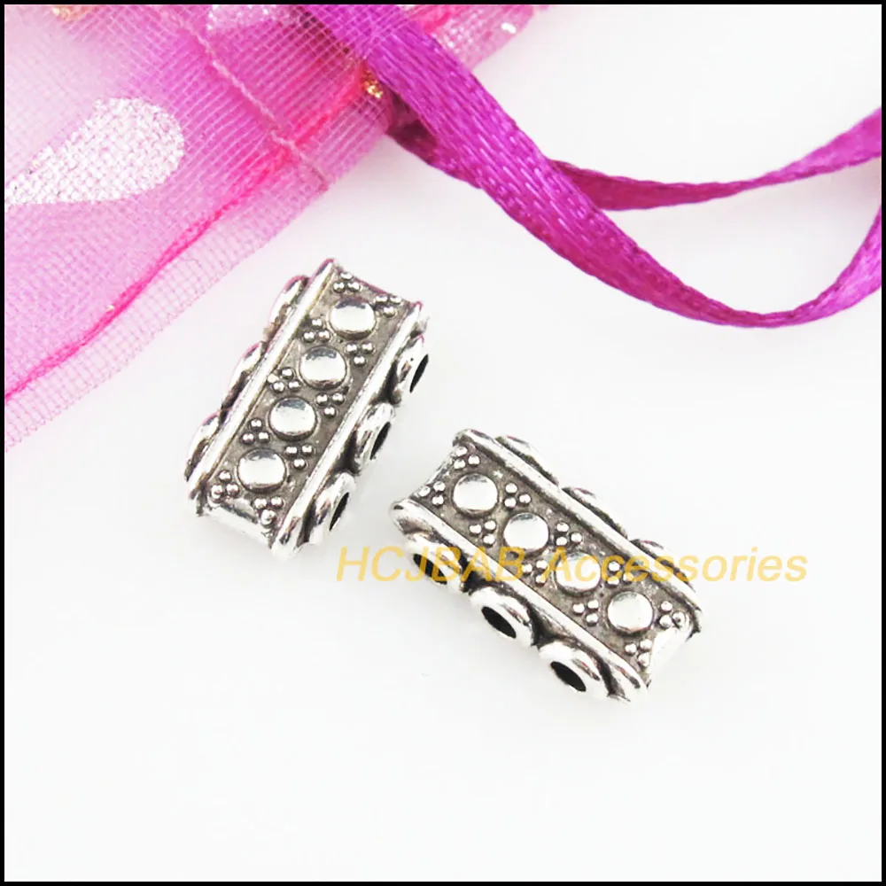 20 New Rectangle Charms Tibetan Silver Color 3-Holes Spacer Beads 7.5x14.5mm