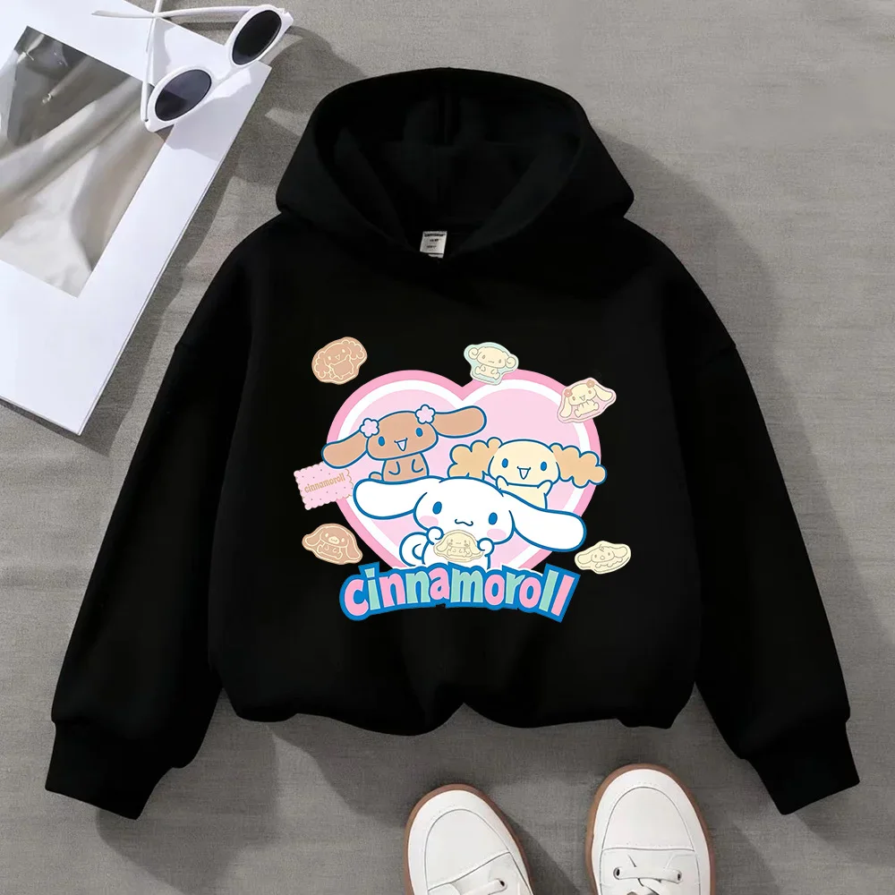 

Sanrio Cinnamoroll, милая детская толстовка с капюшоном с принтом, осенне-зимняя повседневная удобная теплая толстовка с капюшоном для девочек