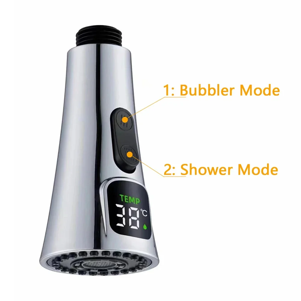 

LED Faucet Tap Nozzle Kitchen Sink Shower Spray Sink Filter Tap Pull-Out Nozzle Water Saving Reduce Bills Kitchen Swivel Head