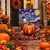 Fall Decor - Artistic Starry Night Sky Moon Pumpkin Garden Flag llz