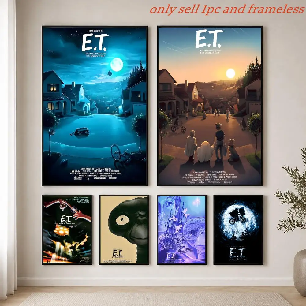 Science Movies E-E.T. the Extra-Terrestrial Poster HD Hot Theme Singer/OST/Movie/Anime-Waterproof Self-Stick Home Decor