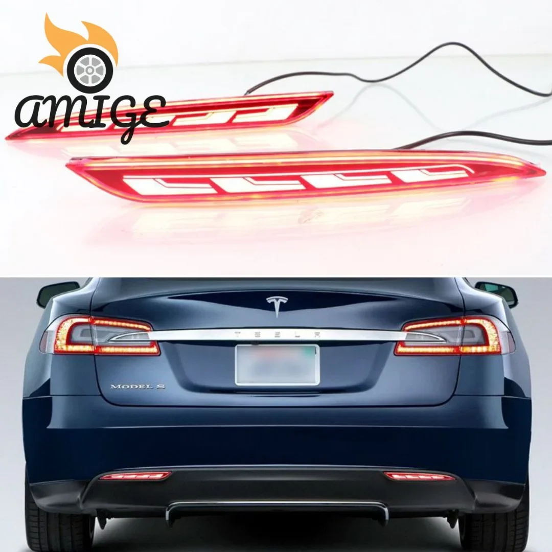 

Car LED Rear Lights For Tesla Model S 2012 - 2019 2020 2021 Turn Signal Reflector Bumper Lamp Taillights Backup Brake Light