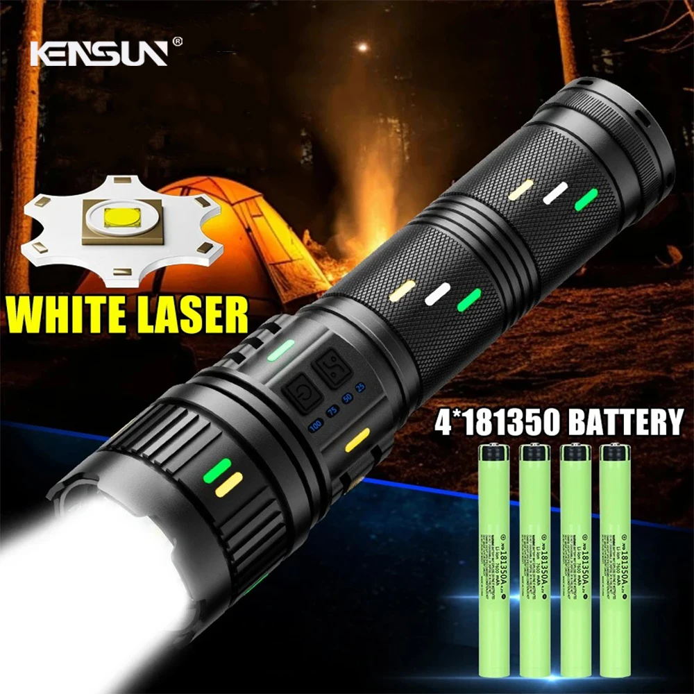 High Power LED Flashlight USB Rechargeable Powerful Lantern Long Range Tactical Torch With Luminous Strip Strong Light Lamp