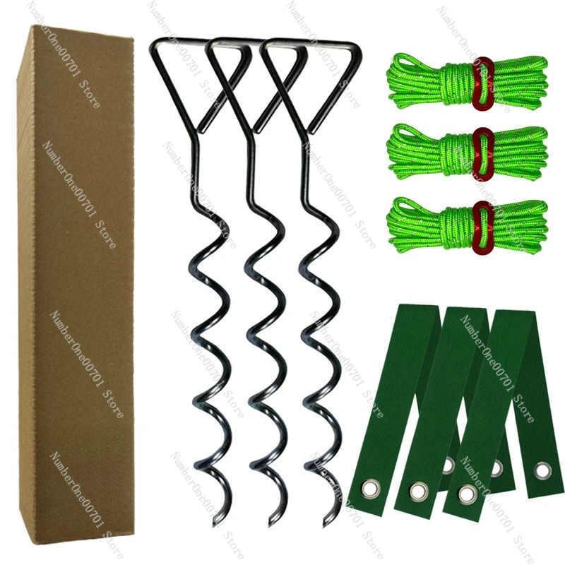 Heavy Duty Earth Screw Anchoring System, Spiral Ground Stakes for Tree Stump & Structure