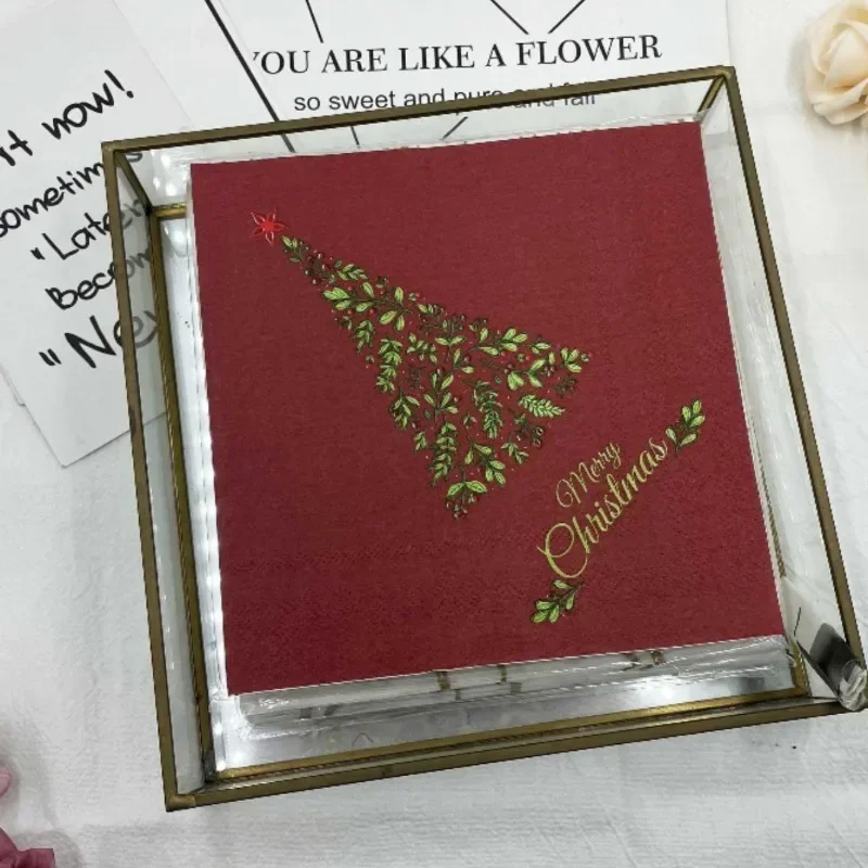 20 pz/pacco 33 cm 2 Strati Colorati Tovaglioli Stampati Rosso Albero Di Natale Creativo Decorazione Del Partito Tavolo di Carta Impostazione Tovagliette di Carta