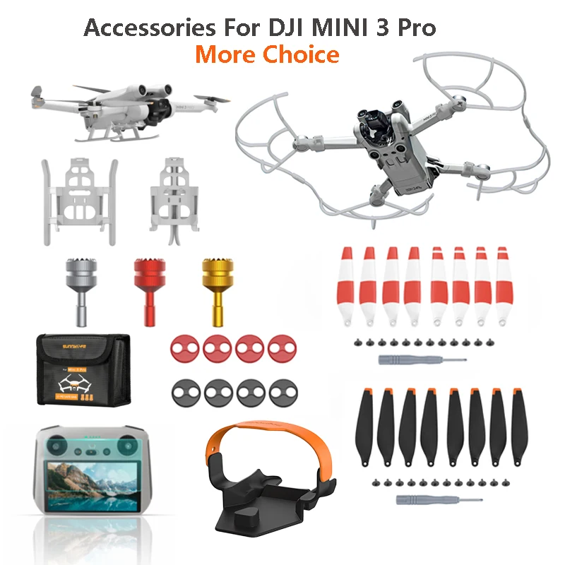 For DJI Mini 3 Pro Propeller Holder Guard Film Glasses Landing Gear Joysticker Motor Cover Strap DJI Mini 3 Drone Accessories