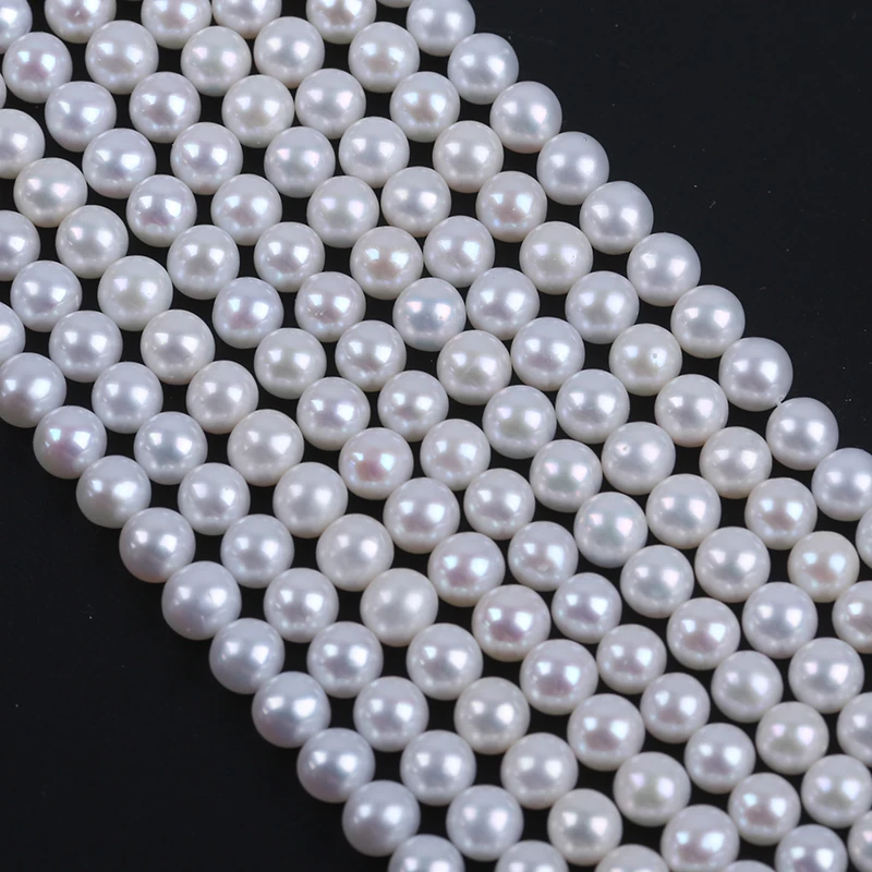 Factory Wholesale 5-6mm Real Pearl Strand Necklace  Chinese Akoya Round Natural Freshwater Pearls for Jewelry Making view 3