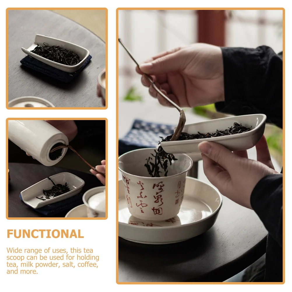 

Ceramic Tea Scoop Size Multi Function Holder for Loose Leaf Tea Milk Salt Coffee Easy Clean Practical
