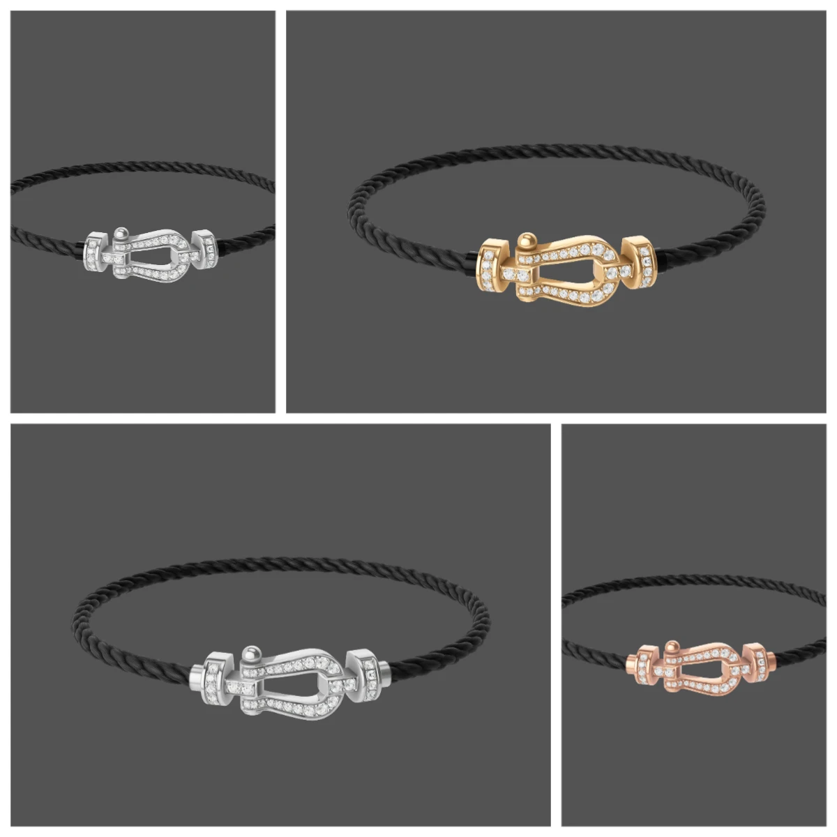 

2025 High-quality, fashionable and classic horseshoe bracelet, full diamonds, medium size