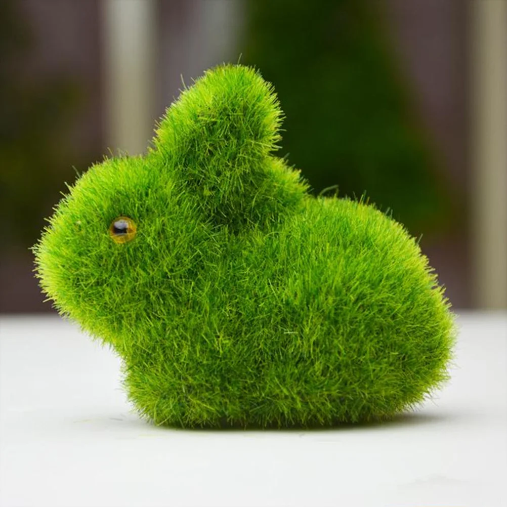 

1Pcs Green Simulation Rabbit Premium Plastic Artificial Moss Rabbit for Cafe Restaurant Home Office Interior Decorative Item