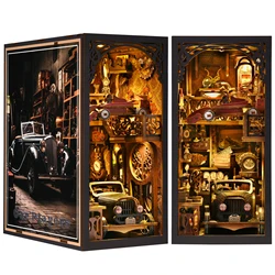 Kit de casa de muñecas DIY, Booknook, Vintage Car Museum, mágico, realista, imaginación, Kit de libro simulado, soporte de sujetalibros, rompecabezas 3D F1